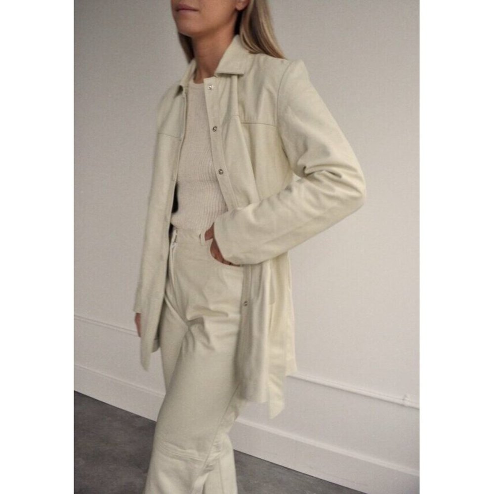 Tach Clothing Dilma Leather Pant Ivory Cream Straight Blogger - Picture 6 of 6